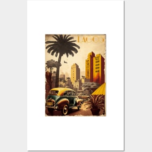 Lagos Nigeria Vintage Travel Art Poster Posters and Art